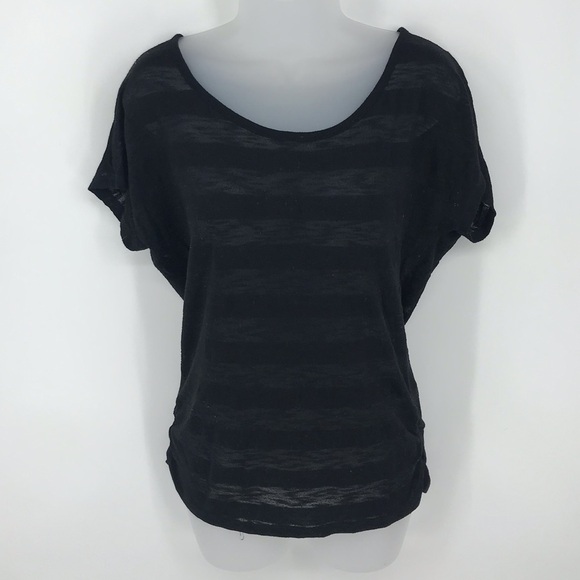 Maurices Sheer Black Striped Short Sleeve Top - Picture 8 of 8
